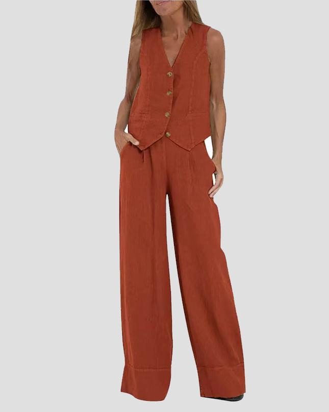 Sienna | Tailored Women's Two Piece Set Pants and Top – Wide-Leg Suit