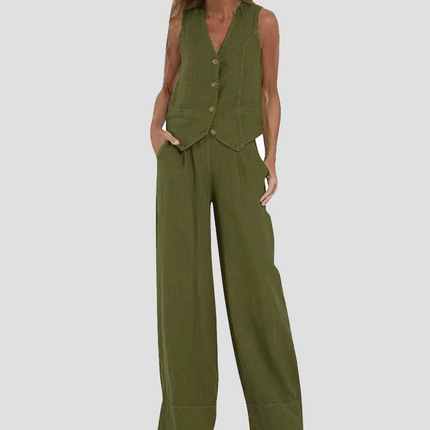 Sienna | Tailored Women's Two Piece Set Pants and Top – Wide-Leg Suit