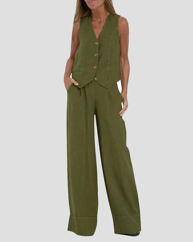Sienna | Tailored Women's Two Piece Set Pants and Top – Wide-Leg Suit