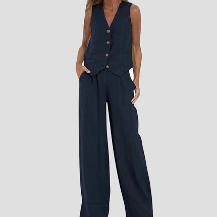 Sienna | Tailored Women's Two Piece Set Pants and Top – Wide-Leg Suit