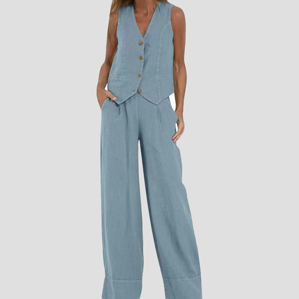 Sienna | Tailored Women's Two Piece Set Pants and Top – Wide-Leg Suit