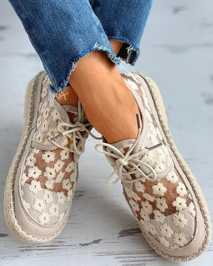 Eva - Stylish Embroidered Lace Footwear for Special Occasions