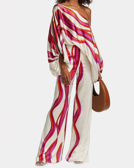Solène | Elegant Two-Piece Set – One-Shoulder Pants Style