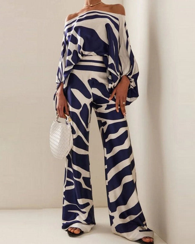 Solène | Elegant Two-Piece Set – One-Shoulder Pants Style