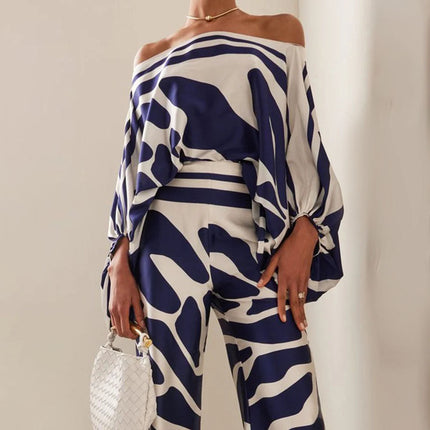 Solène | Elegant Two-Piece Set – One-Shoulder Pants Style