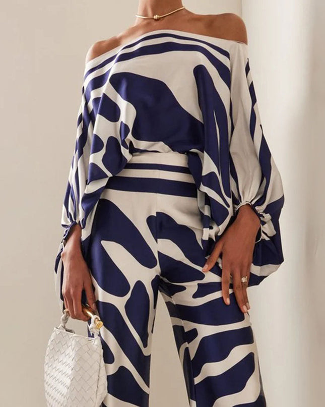 Solène | Elegant Two-Piece Set – One-Shoulder Pants Style