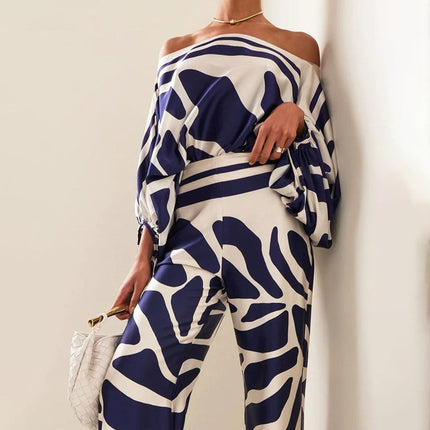 Solène | Elegant Two-Piece Set – One-Shoulder Pants Style