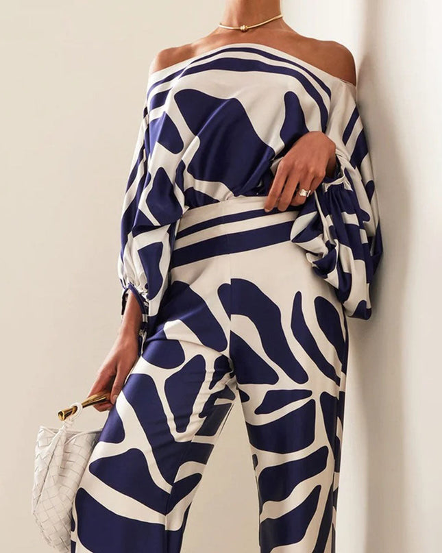 Solène | Elegant Two-Piece Set – One-Shoulder Pants Style