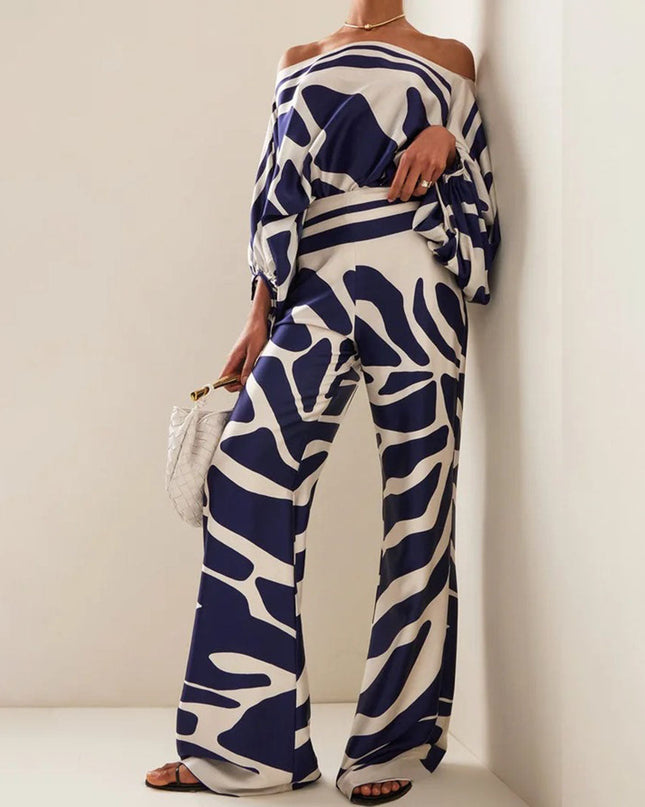 Solène | Elegant Two-Piece Set – One-Shoulder Pants Style
