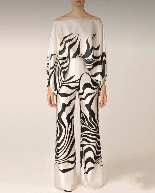 Solène | Elegant Two-Piece Set – One-Shoulder Pants Style