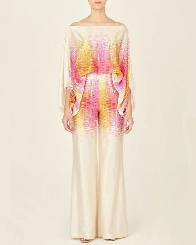 Solène | Elegant Two-Piece Set – One-Shoulder Pants Style