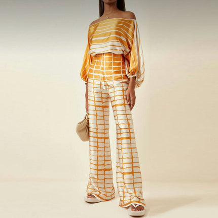 Solène | Elegant Two-Piece Set – One-Shoulder Pants Style