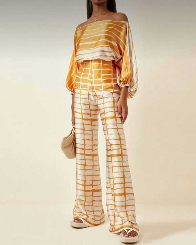 Solène | Elegant Two-Piece Set – One-Shoulder Pants Style