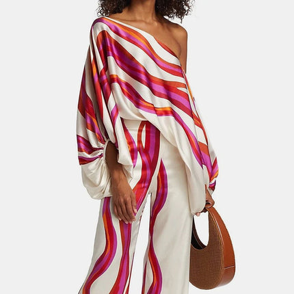 Solène | Elegant Two-Piece Set – One-Shoulder Pants Style