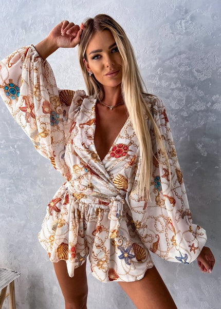 Summer | Women's Tropical Print Wrap Top Two-Piece Set