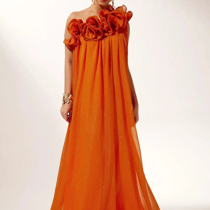 Tamsin | Dramatic Formal Party Dress – One-Shoulder Floral Style