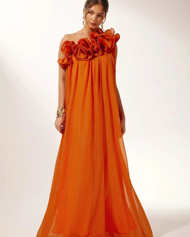 Tamsin | Dramatic Formal Party Dress – One-Shoulder Floral Style
