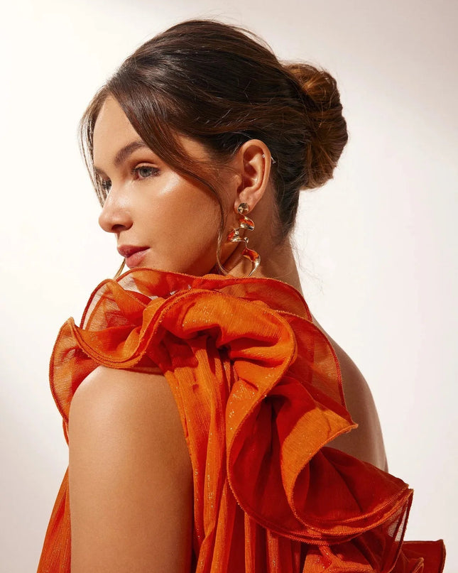 Tamsin | Dramatic Formal Party Dress – One-Shoulder Floral Style