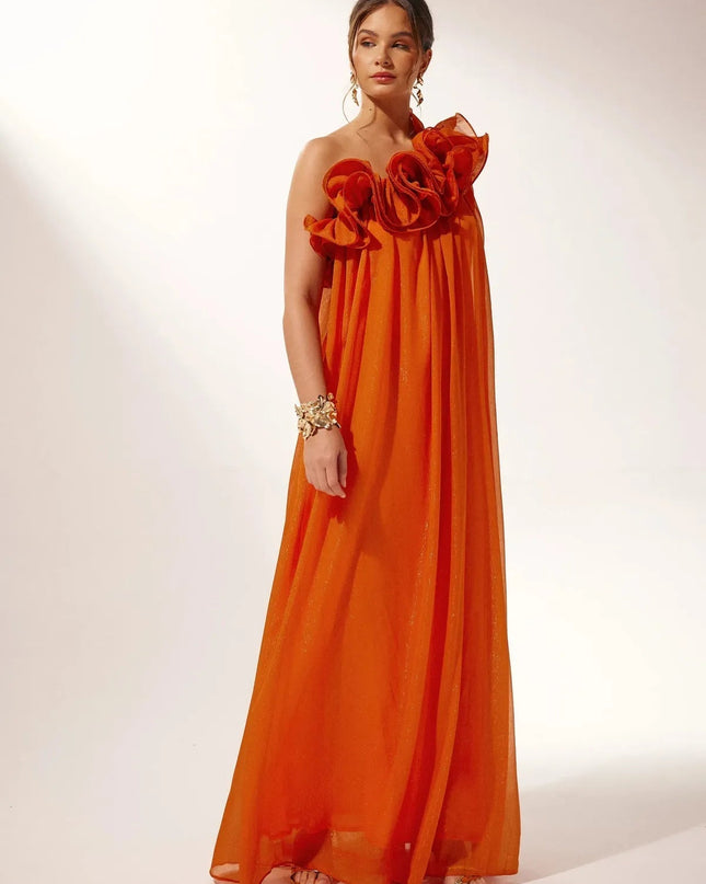 Tamsin | Dramatic Formal Party Dress – One-Shoulder Floral Style