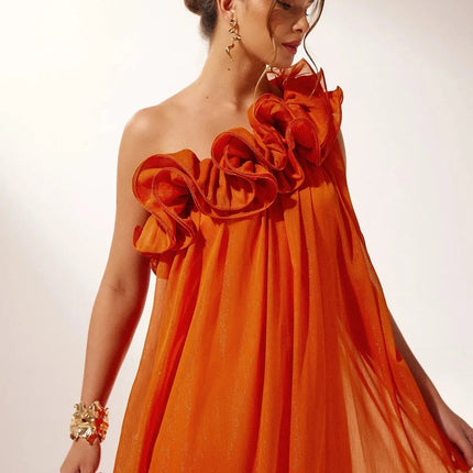 Tamsin | Dramatic Formal Party Dress – One-Shoulder Floral Style