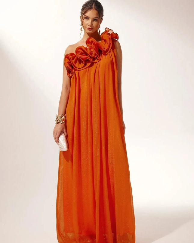 Tamsin | Dramatic Formal Party Dress – One-Shoulder Floral Style