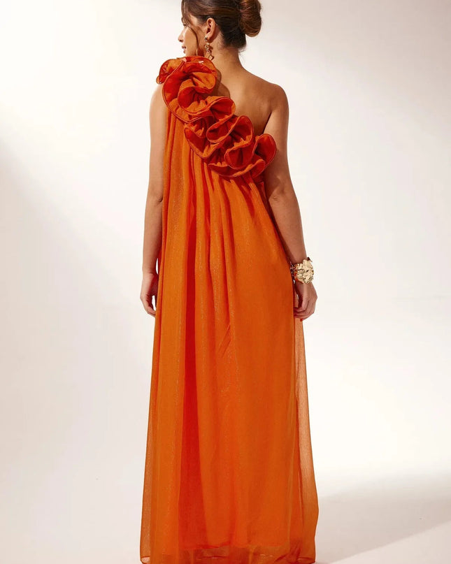 Tamsin | Dramatic Formal Party Dress – One-Shoulder Floral Style