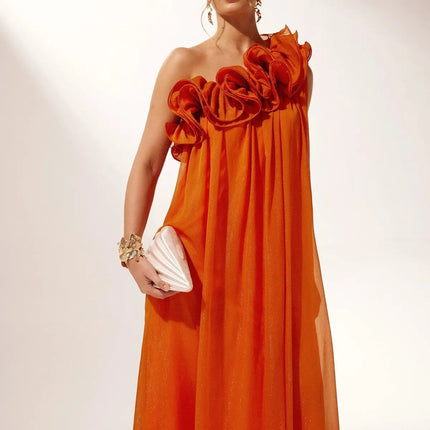 Tamsin | Dramatic Formal Party Dress – One-Shoulder Floral Style