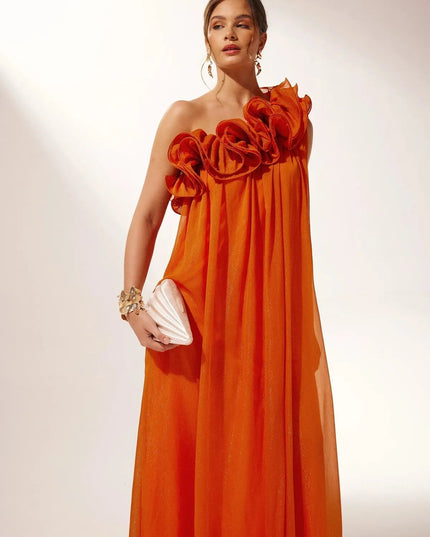 Tamsin | Dramatic Formal Party Dress – One-Shoulder Floral Style