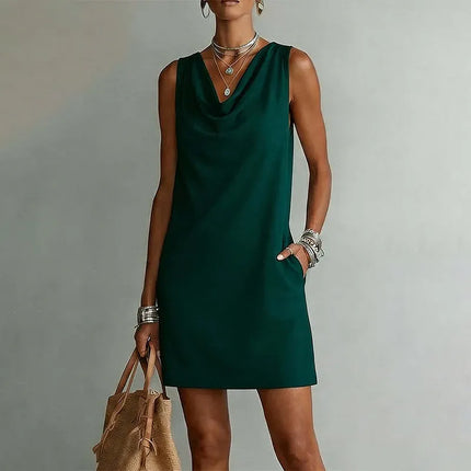 Thalia | Effortless Mini Dress – Draped Neck Summer Style