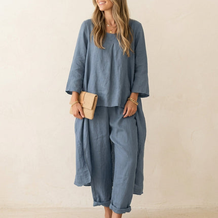 Thalia | Relaxed Two Piece Set – Women's Top & Wide-Leg Pants