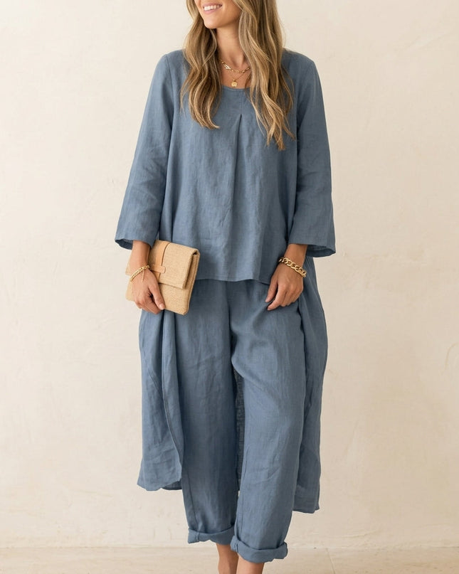 Thalia | Relaxed Two Piece Set – Women's Top & Wide-Leg Pants