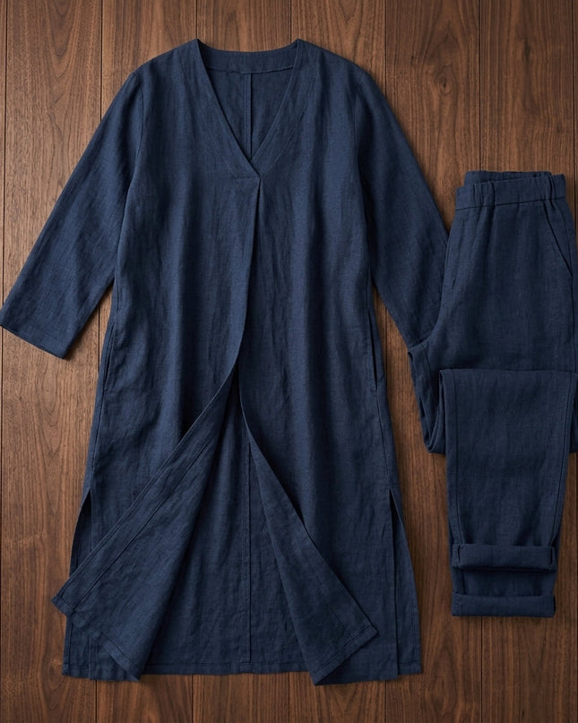 Thalia | Relaxed Two Piece Set – Women's Top & Wide-Leg Pants