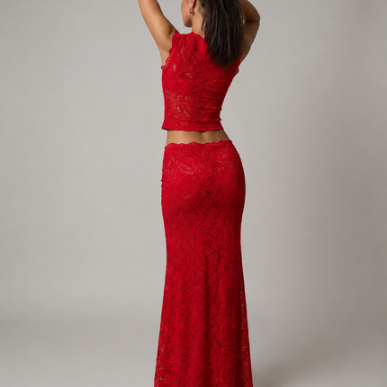 Valentina | Floral Lace Crop Top & Maxi Skirt Set
