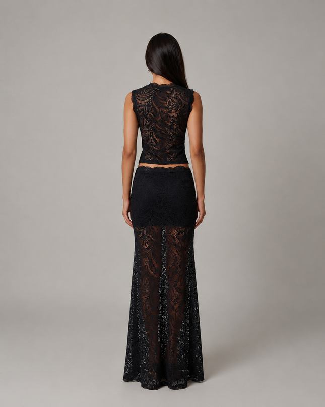 Valentina | Floral Lace Crop Top & Maxi Skirt Set