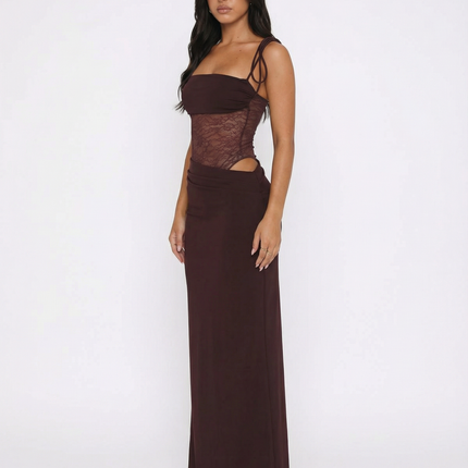 Veloura | Elegant Maxi Dress – Lace Waist Evening Style