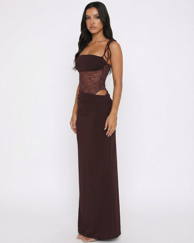 Veloura | Elegant Maxi Dress – Lace Waist Evening Style