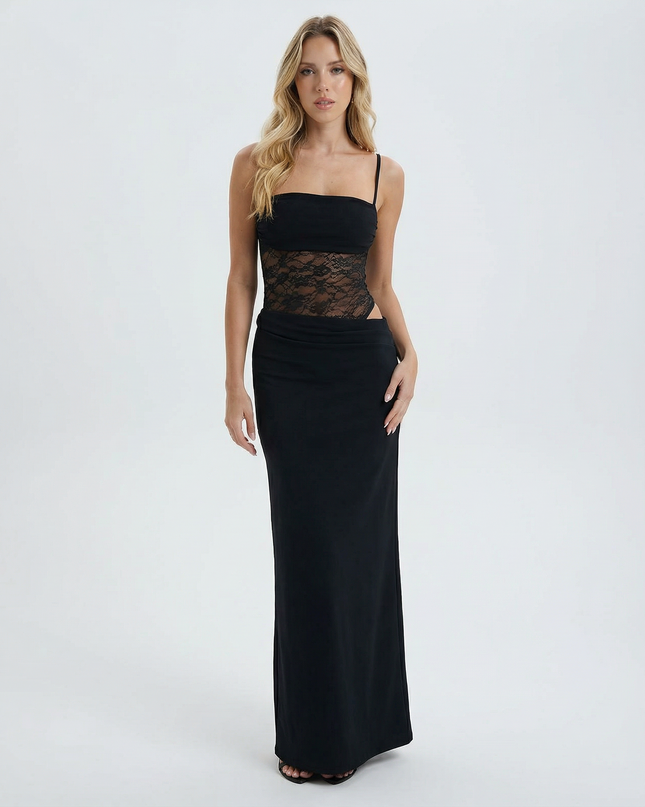 Veloura | Elegant Maxi Dress – Lace Waist Evening Style