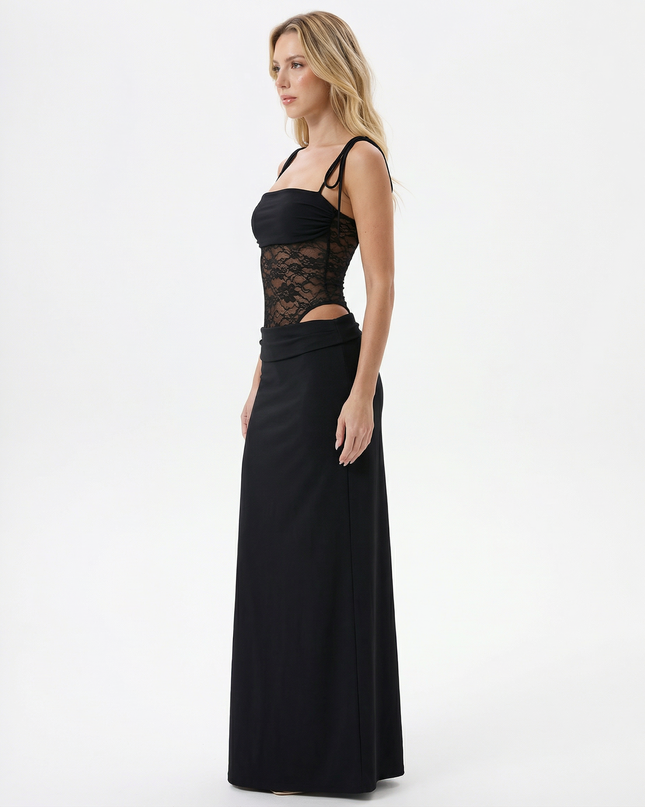 Veloura | Elegant Maxi Dress – Lace Waist Evening Style