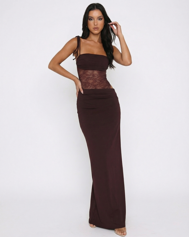 Veloura | Elegant Maxi Dress – Lace Waist Evening Style
