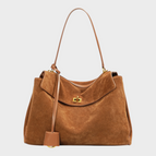 Suede Brown- Gold Hardware / Medium 28x20x10 cm