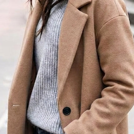 Victoria | Oversized Lapel Long Trench Coat – Button-Up Style