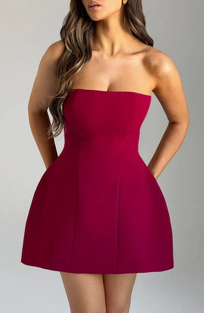 Violetta | Sculpted Cocktail Dress – Strapless Bubble Mini