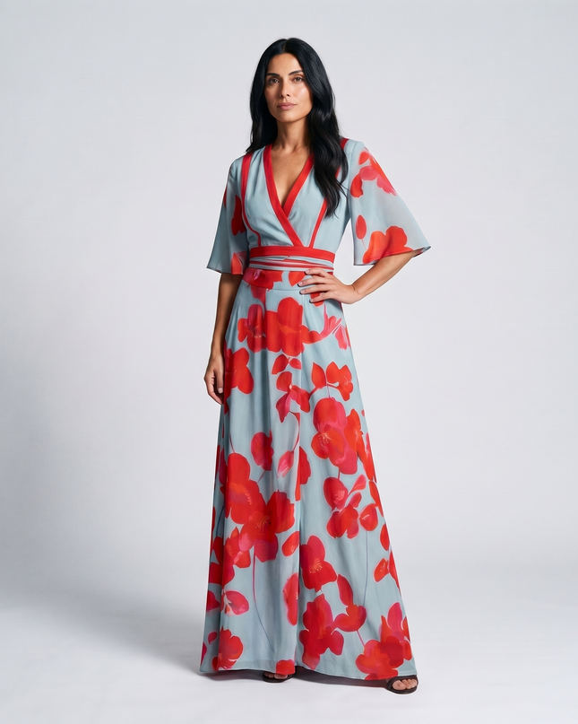 Vivienne | Elegant Floral Wrap Maxi Dress