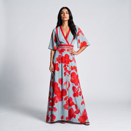 Vivienne | Elegant Floral Wrap Maxi Dress