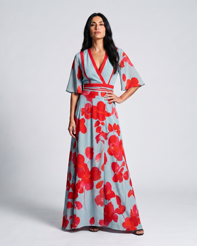 Vivienne | Elegant Floral Wrap Maxi Dress