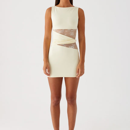 Vivienne | Elegant Mini Dress – Lace Panel Bodycon Style