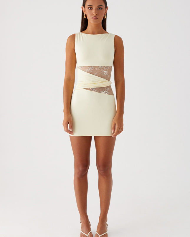 Vivienne | Elegant Mini Dress – Lace Panel Bodycon Style