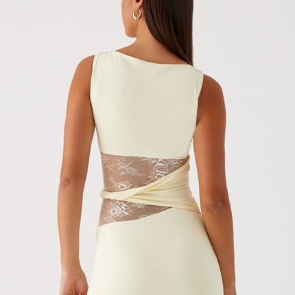 Vivienne | Elegant Mini Dress – Lace Panel Bodycon Style