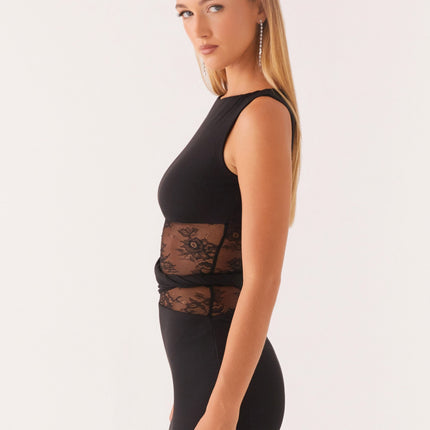 Vivienne | Elegant Mini Dress – Lace Panel Bodycon Style