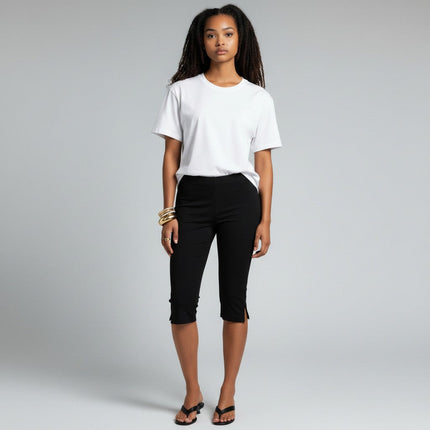 Ysella | Cropped Capri Pants – Women's Split Hem Comfort Fit